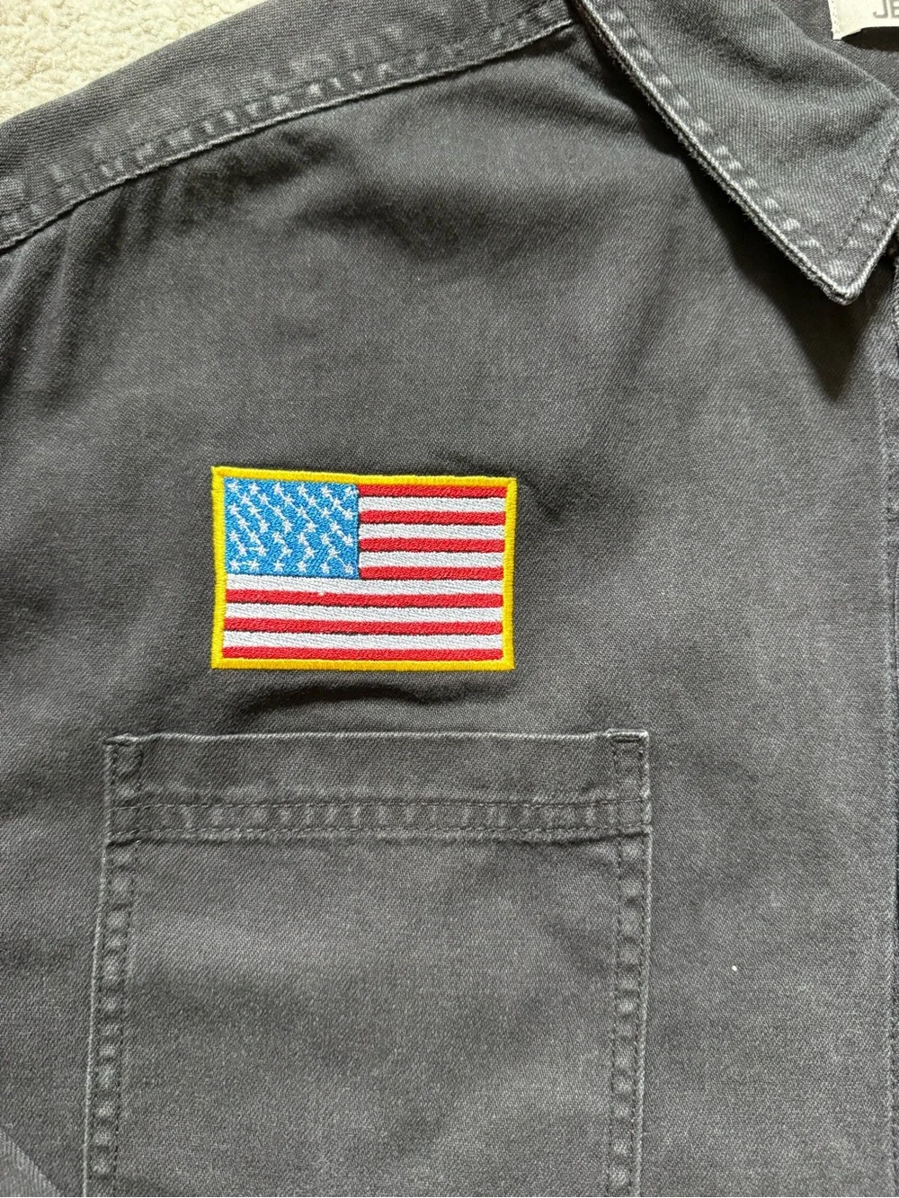 Levi's Black Long-Sleeve Button-Down Work Shirt with Embroidered Patches